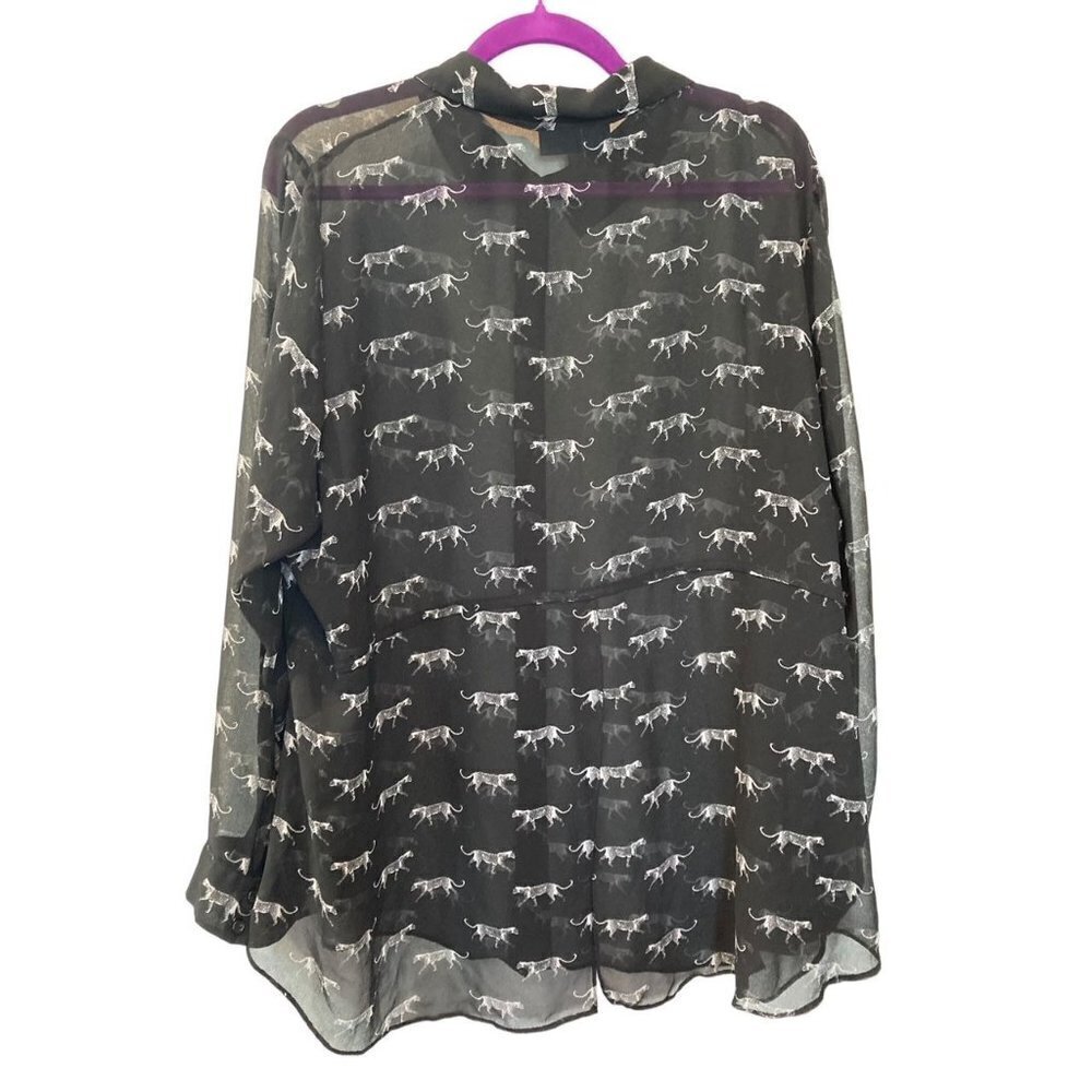 Lane Bryant Sheer Cheetah Print Button Up High Low Blouse Size 22/24 - Picture 3 of 8